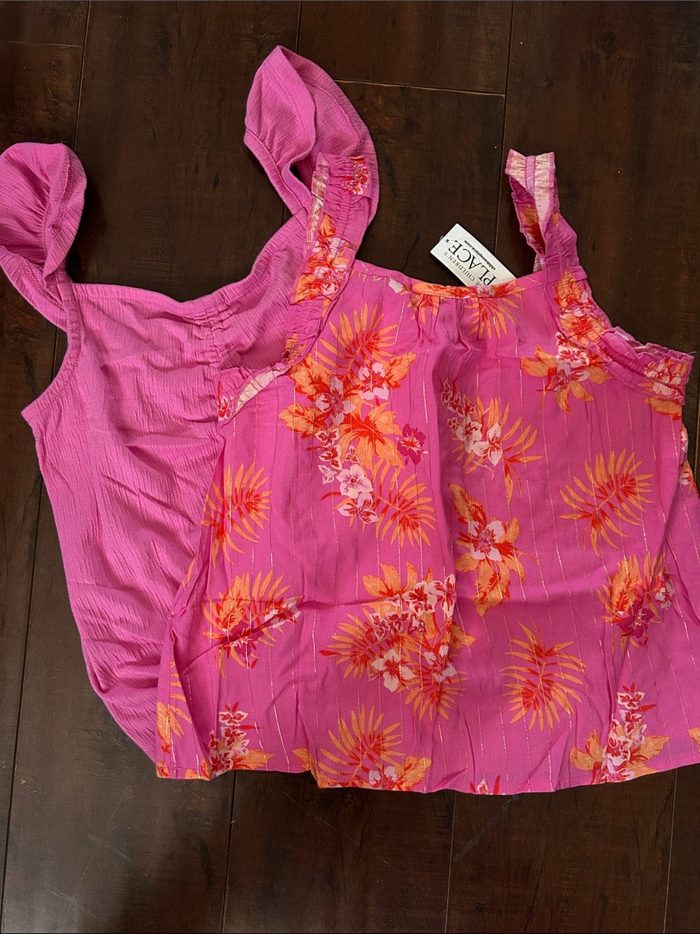 The Children's Place Hot Pink Floral Ruffle-Strap Camisole